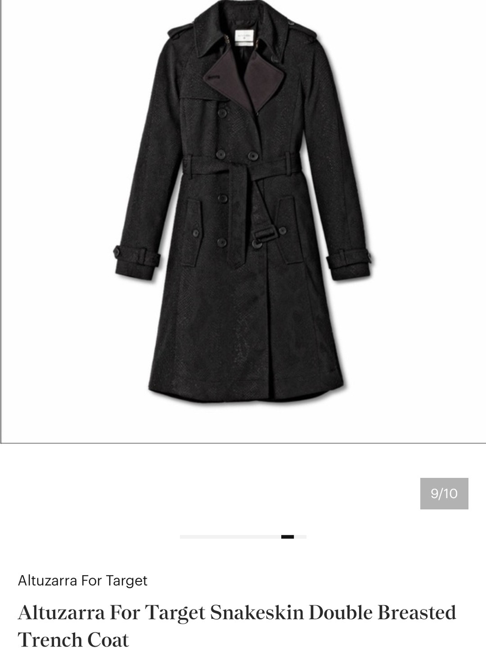 Altuzarra Black Double-Breasted Trench Coat